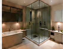 Renovated bathroom with glass shower